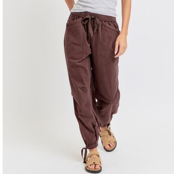 Sweet Lovely By Jen BROWN CORDUROY PULL-ON-PANTS/JOGGER S - Picture 1 of 3